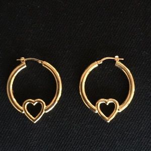 Gold plated silver hoop earrings with heart